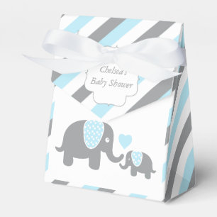 Baby Blue and Grey Stripe Elephant Favor Box