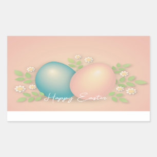 Baby blue and pink easter eggs and spring floral sticker