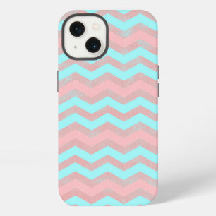 Baby Blue and Pink Girly Chevron Pattern iPhone 13 Case