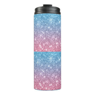 BABY BLUE AND PINK GLITTER STYLE TUMBLER