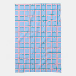Baby Blue and Pink Tile-Patterned Kitchen Towel