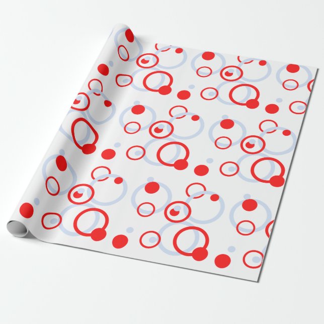 Baby Blue and Red Colourful Modern  Wrapping Paper (Unrolled)