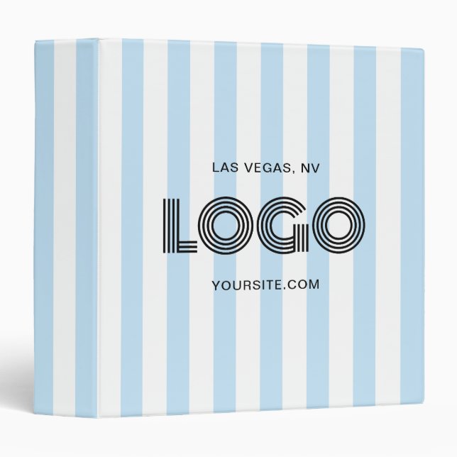 Baby Blue and White Classic Stripe Logo Binder (Front/Spine)
