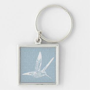 Baby Blue and White Elegant Hummingbird Keychain