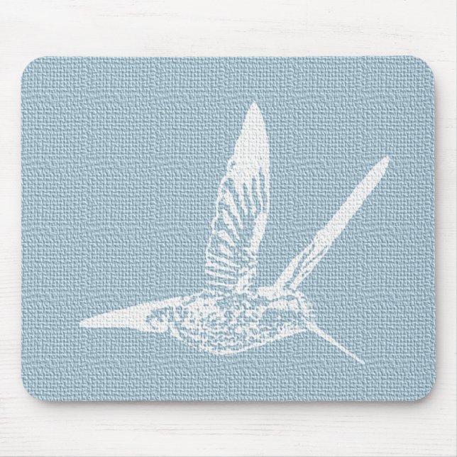 Baby Blue and White Elegant Hummingbird  Mouse Pad (Front)