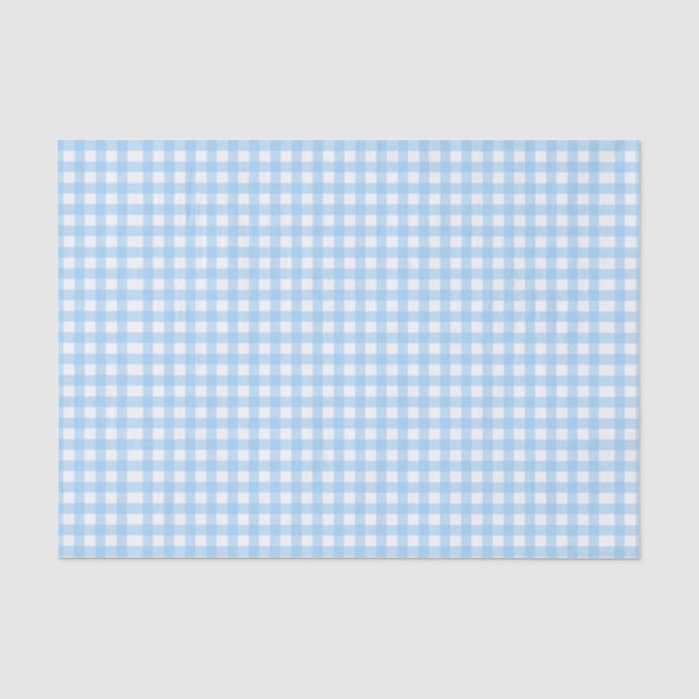Baby Blue and White Gingham Check Tissue Paper (Front)