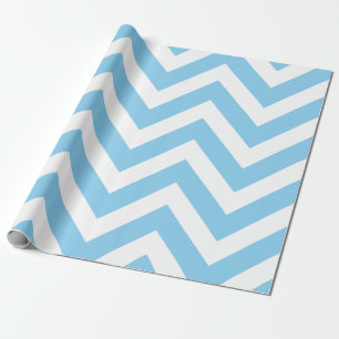 Baby Blue and White Large Size Chevron Stripes Wrapping Paper