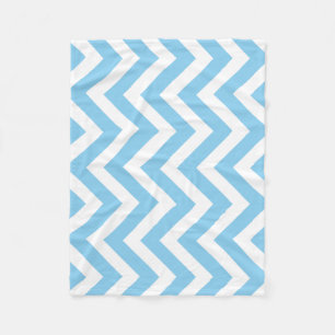 Baby Blue and White Large Size Vertical Chevron Fleece Blanket
