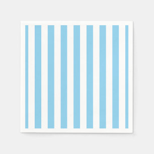 Baby Blue and White Large Vertical Stripes Paper Napkin