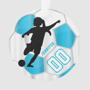 Baby Blue and White Personalize Girl Soccer Player