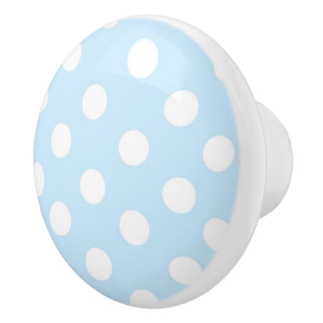 Baby Blue and white Polka dot pattern Ceramic Knob (Right)