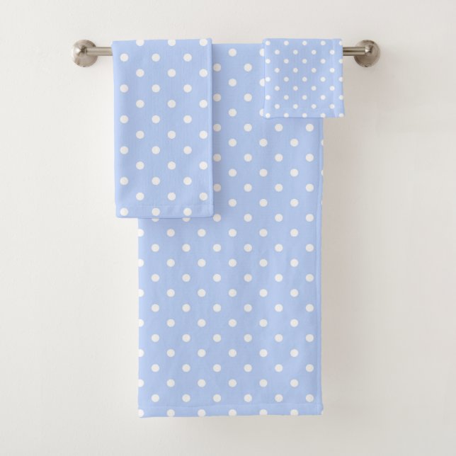 Baby Blue and White Polka Dots Bath Towel Set (Insitu)