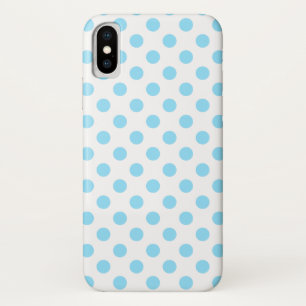 Baby blue and white polka dots iPhone x case