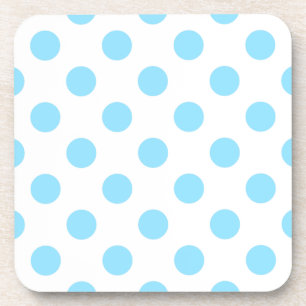 Baby blue and white polka dots coaster