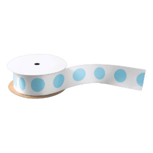 Baby blue and white polka dots satin ribbon