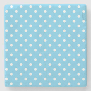 Baby Blue and White Polka Dots Square Coaster