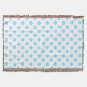 Baby blue and white polka dots throw blanket