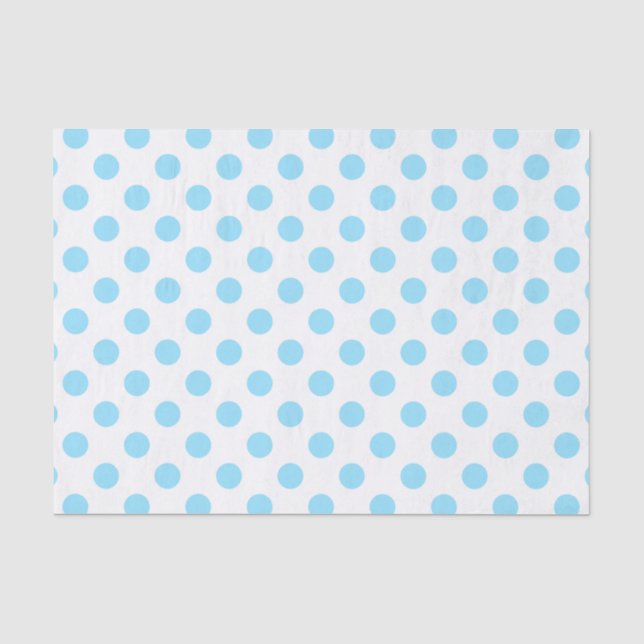 Baby blue and white polka dots tissue paper (Front)