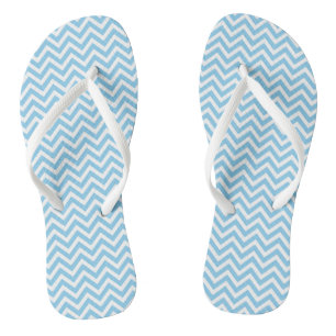 Baby Blue and White Small Size Chevron Stripes Flip Flops