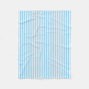 Baby Blue and White Small Size Vertical Stripes Fleece Blanket