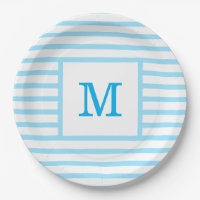 Baby Blue and White Stripes Custom Monogram