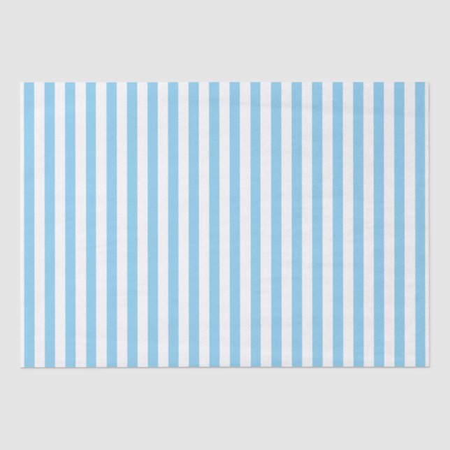 Baby Blue And White Stripes Tissue Paper (Front)