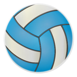 Baby Blue and White 🏐 Volleyball Ceramic Knob
