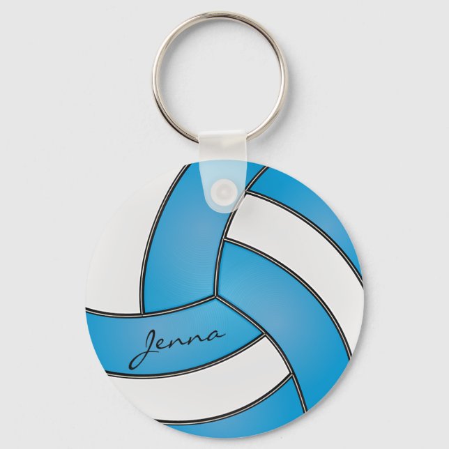 Baby Blue and White Volleyball Keychain (Front)