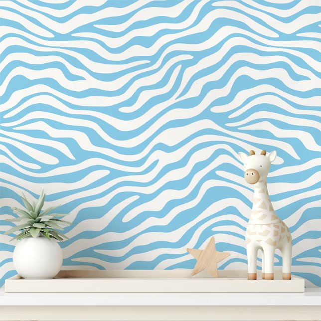 Baby Blue and White Zebra Stripe Wallpaper (Creator Uploaded)