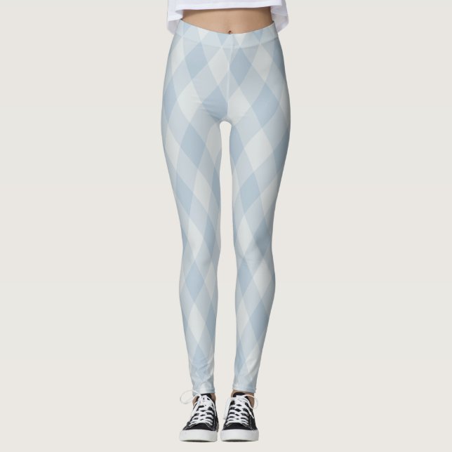 Baby Blue Argyle Pattern Leggings - Cozy & Chic (Front)