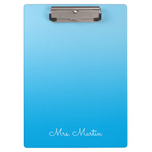 Baby Blue Azure Gradient Personalized Teacher Clipboard