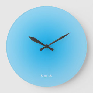 Baby Blue Azure Radial Gradient Large Clock