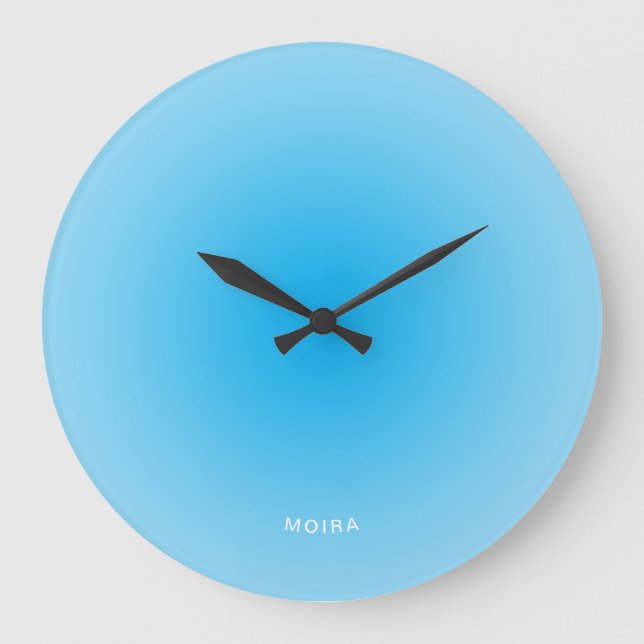 Baby Blue Azure Radial Gradient Large Clock (Front)