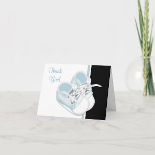 Baby Blue Baby Shoes Thank You Cards