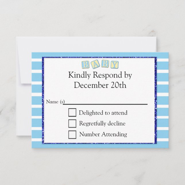 Baby Blue baby Shower RSVP Card (Front)