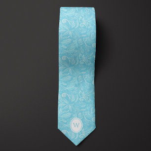Baby Blue Batik Floral Botanical Tie
