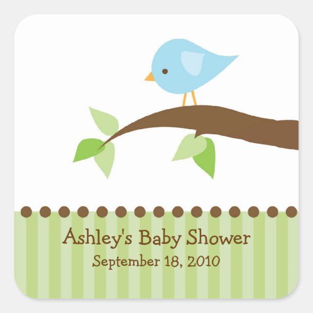 Baby Blue Bird Baby Shower Square Sticker! Square Sticker (Front)