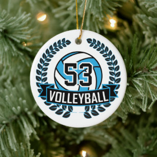 Baby Blue & Black 🏐 Volleyball Ceramic Ornament