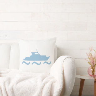 Baby Blue Boat Throw Pillow