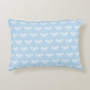 Baby blue bow pattern accent pillow