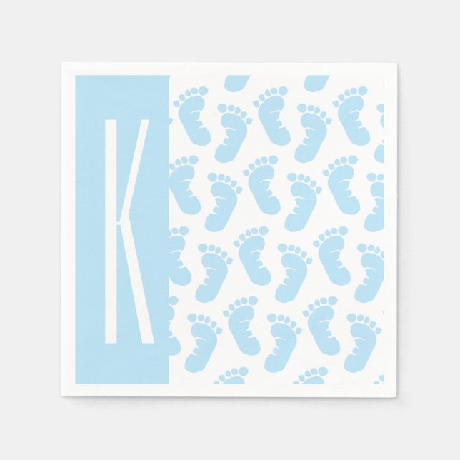 Baby Blue, Boy Baby Feet Napkin (Front)