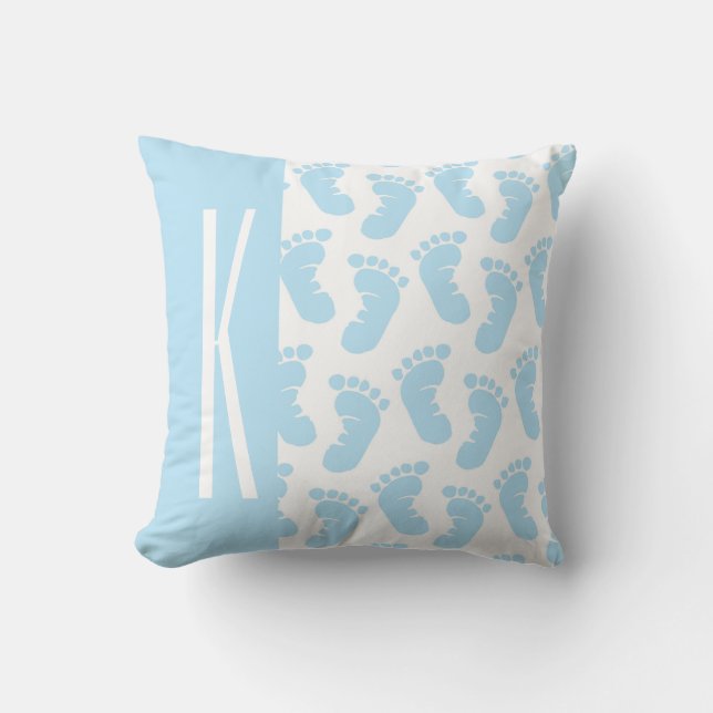 Baby Blue, Boy Baby Feet Throw Pillow (Front)