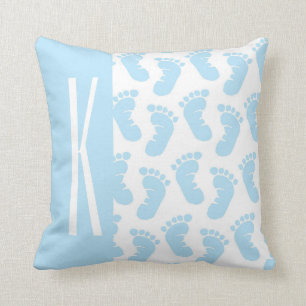 Baby Blue, Boy Baby Feet Throw Pillow