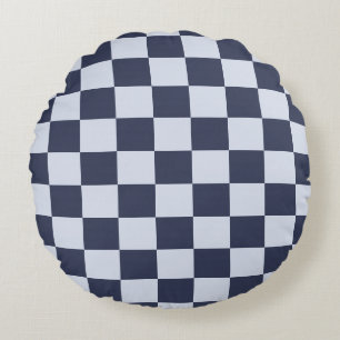 Baby Blue Boy Geometric Square Pattern Quilt Round Pillow