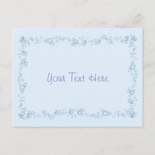 Baby Blue Bubble Border Design Customized Postcard (Front)
