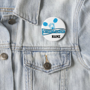 Baby Blue Cheerleader   Personalize 2 Inch Round Button
