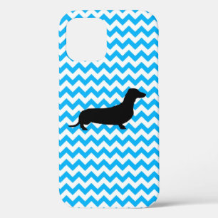 Baby Blue Chevron With Dachshund Case-Mate iPhone 12 Case