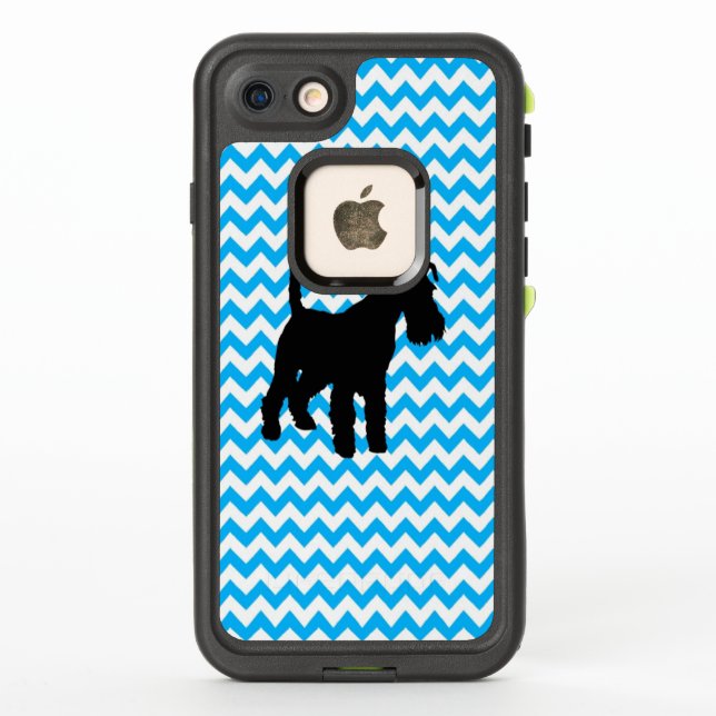 Baby Blue Chevron With Schnauzer LifeProof iPhone Case (Back)
