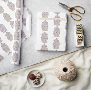 Baby Blue Chinoiserie Ginger Jar Jars  Wrapping Paper