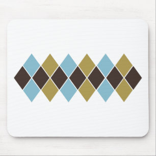 Baby Blue, Chocolate, Tan Argyle Preppy Mousepad